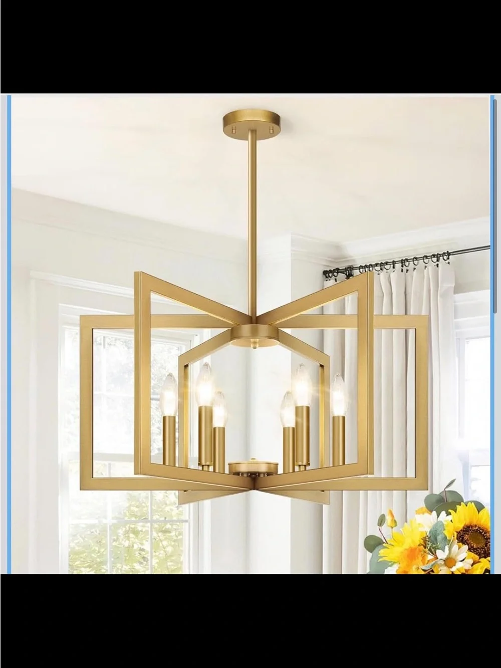 25”-61” Adjustable Gold Chandelier - Modern Light Fixture - New in Box